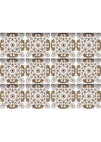 Fliesenaufkleber queence "Mosaik Muster", braun (braun, grau), B:15cm H:15cm T:0,1cm, Fliesenaufkleber, Fliesenaufkleber, Stickerfliesen, selbstklebend, Sticker, 12er Set