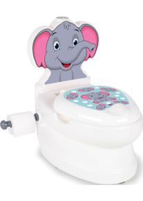 Toilettentrainer Jamara "Meine kleine Toilette, Elefant", Baby, wei&szlig; (wei&szlig;, elefant), Kunststoff, T&ouml;pfchen Toilettentrainer, mit Sp&uuml;lsound und Toilettenpapierhalter