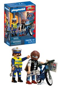 Konstruktions-Spielset Playmobil "Fahrradraub (72076), City Action", blau (bunt), Spielbausteine, Kinder, Kunststoff, Konstruktions-Spielset, Made in Europe