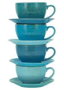 Cappuccinotasse Creatable "Kaffeetasse NATURE COLLECTION Aqua", blau, 240ml, 8 Stk., Steinzeug, Trinkgef&auml;&szlig;e, Cappuccinotasse, Tassen Set, aktuelle Blaut&ouml;ne mit Sprenkel, 4 Tassen, 4 Untertassen
