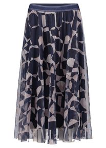 BETTY & CO Midirock BETTY & CO "Midirock mit Print", Damen, Gr. 42, blau (dunkelblau, nature), Einsatz: 100% Polyester PES., R&ouml;cke Midirock