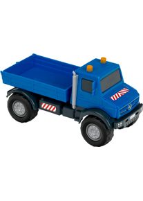 Spielzeug-Kipper klein "Mercedes-Benz UNIMOG", blau, Spielzeugfahrzeuge, KinderB:11,5cm H:13cm T:24cm, Kunststoff, Spielzeug-Kipper, B:11,5cm H:13cm T:24cm