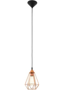 Eglo Pendelleuchte "TARBES H&auml;ngeleuchte, Pendellampe, Vintage, Retro, Stahl, Kupfer, E27", schwarz (kupferfarben, schwarz), 1, H: 20cm, Leuchten, Wohnzimmerlampe, Esstischlampe, Drahtgeflecht, 1 flammig, 110x17,5cm, Pendelleuchte