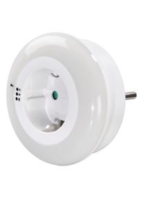 Hama LED Nachtlicht "LED Nachtlicht mit Steckdose, Lichtsensor, Ber&uuml;hrungsschutz, 3 Farben", wei&szlig;, H: 8,2cm, Leuchten, Wei&szlig;, Blau, Gr&uuml;n, LED Nachtlicht