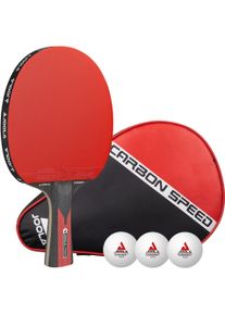 Tischtennisschl&auml;ger Joola "TT-BAT Carbon Speed", rot (rot, schwarz), Tischtennisschl&auml;ger, KinderB:193mm L:290mm T:54mm, Tischtennisschl&auml;ger, B:193mm L:290mm T:54mm