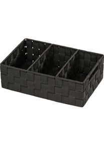Organizer Wenko "Adria", schwarz, B:32cm H:10cm T:21cm, Polypropylen, Aufbewahrungsboxen, Organizer, mit Griff, 3 F&auml;cher