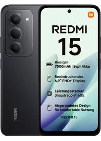 Xiaomi Smartphone "Redmi 15 128 GB", Energieeffizienz: B, schwarz (midnight schwarz), 128 GB, Mobiltelefone, Smartphone