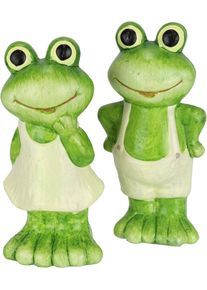 Dekofigur I.GE.A. "Figur Frosch", gr&uuml;n (gr&uuml;n, wei&szlig;), B:6cm H:13cm, Terrakotta, Dekofiguren, Dekofigur, Dekofigur Gartendeko Tierfigur Garten Deko Statue Gartenfigur