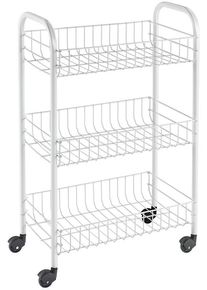 Rollwagen Metaltex "Siena", wei&szlig;, B:41cm H:63cm T:23cm, Metall, Rollwagen, Rollwagen, 3 Etagen, 4 Lenkrollen
