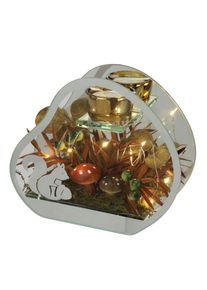 Teelichthalter I.GE.A. "Teelichthalter aus Glas mit Teelichtkerze", braun, B:18cm H:16cm, Glas, Kerzenhalter, Teelichthalter, Herbstlich dekoriert mit Pilze Eichh&ouml;rnchen Herbstlaub Kerze Windlicht