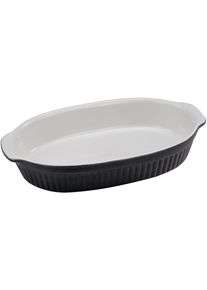 Auflaufform Creatable "Classic Black & White", schwarz (schwarz, wei&szlig;), B:19cm L:33,5cm, Steinzeug, Auflaufformen, Auflaufform, markantes Streifenrelief, au&szlig;en schwarz, innen wei&szlig;, 33,5 x 19 cm