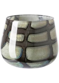 Tischvase Fink "MARLY", gr&uuml;n (hellgr&uuml;n, schwarz), H:9,5cm &Oslash;:11cm, Glas, Vasen, Tischvase, Dekovase, Blumenvase, Windlicht, Vase aus Glas