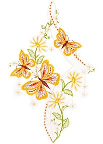Fensterbild "Fensterbild "Schmetterlinge" orange", bunt, B:23cm H:35cm, Polyester, W. REUTER & SOHN - PLAUENER SPITZE, Fensterbilder, Fensterbild
