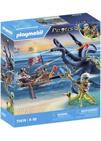 Konstruktions-Spielset Playmobil "Kampf gegen den Riesenoktopus (71419), Pirates", bunt, Spielbausteine, Kinder, Kunststoff, Konstruktions-Spielset, Made in Europe