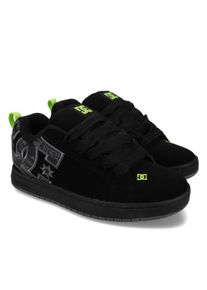 Schn&uuml;rschuh DC Shoes "Court Graffik", Herren, Gr. 9(42), schwarz, grau, lime, Obermaterial: Leder (Kuh) / Futter: Textil / Au&szlig;ensohle: Gummi;, Schuhe Schn&uuml;rschuh