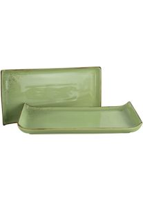 Servierplatte Creatable "Nature Collection", gr&uuml;n, B:16,5cm L:33cm, Steinzeug, Servierplatten, Servierplatte, Servier Set, 33x16,5 cm