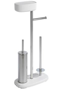 WC-Garnitur Wenko "Rivazza", wei&szlig;, B:17cm H:72,5cm L:32cm, Edelstahl, Kunststoff, Reinigungsb&uuml;rsten, WC-Garnitur, integrierter Toilettenpapierhalter und Box
