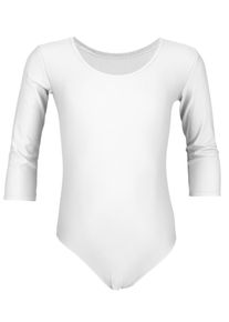 Turnanzug AQUARTI "Body M&auml;dchen Body 3/4 Arm", M&auml;dchen, Gr. 158, wei&szlig;, Obermaterial: 96% Baumwolle CO. 4% Elasthan EL., Sportanz&uuml;ge Turnanzug