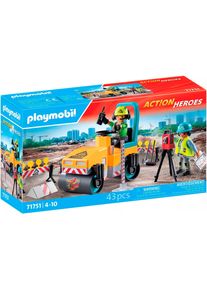 Konstruktions-Spielset Playmobil "Stra&szlig;enbaustelle (71751), Playmobil Action Heroes", bunt, Spielbausteine, Kinder, Kunststoff, Konstruktions-Spielset