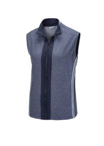Kurzweste GOLDNER "Kurzgr&ouml;&szlig;e Freizeitweste mit Rei&szlig;verschluss", Damen, Gr. 23, blau (jeansblau, marine), Obermaterial: 60% Baumwolle CO. 35% Polyester PES. 5% Elasthan EL., figurumspielend, Westen Kurzweste, farblich abgesetzte Seitenpassen