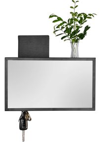 Wandgarderobe Mirrors and More "Mimi", schwarz, B:34cm H:20cm T:11,5cm, Garderobenpaneele, Wandgarderobe, mit Ablagefach und Spiegel