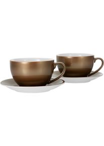 Cappuccinotasse Creatable "Golden Days", wei&szlig; (gold, wei&szlig;), 300ml, 4 Stk., Steinzeug, Trinkgef&auml;&szlig;e, Cappuccinotasse, 4-teilig, inkl. Untertasse