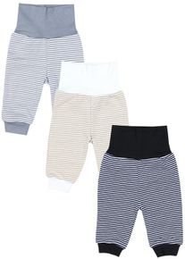Pumphose TUPTAM "Pumphose Baby Jungen Lange Pumphose 3er Pack", M&auml;dchen, Gr. 56, N-Gr, blau (streifen beige dunkelblau grau), Obermaterial: 100% Baumwolle CO., Hosen Pumphose