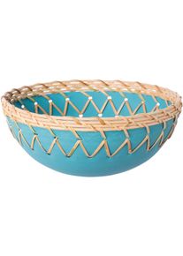 Dekoschale CREATIV HOME "Schale mit Sisalverzierung", blau (aqua), &Oslash;:20cm, Metall, Dekoschalen, Dekoschale