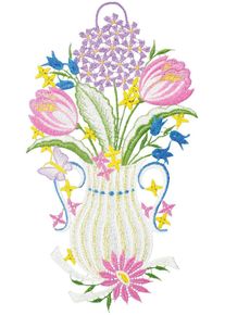 Fensterbild "Fensterbild "Fr&uuml;hlingsvase" farbig", bunt, B:15cm H:26cm, Polyester, W. REUTER & SOHN - PLAUENER SPITZE, Fensterbilder, Fensterbild