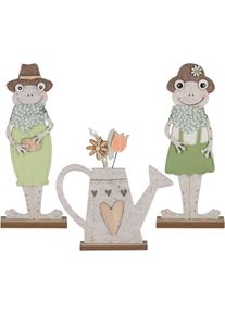 Dekofigur CREATIV HOME "Fr&ouml;sche mit Gie&szlig;kanne", gr&uuml;n, B:13cm H:32cm T:5cm, Filz, Dekofiguren, Dekofigur, mit niedlichen Applikationen