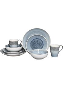 Kombiservice Creatable "Caldera", blau (eisblau), 8 Stk., Steinzeug, Geschirr-Sets, Kombiservice, irisierende Glasur