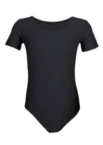 Turnanzug AQUARTI "Body M&auml;dchen Kurzarm Ballettanzug Einfarbig", M&auml;dchen, Gr. 158, schwarz, Obermaterial: 96% Baumwolle CO. 4% Elasthan EL., Sportanz&uuml;ge Turnanzug