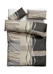 Bettw&auml;sche OTTO HOME "Kelian", beige (beige, grau), B/L: 135cm x 200cm, 1 Stk., 1 Stk., Biber, B/L: 40cm x 80cm, 2, Biber, Obermaterial: 100% Baumwolle, Bettw&auml;sche, Bettw&auml;sche, in verschiedenen Qualit&auml;ten, gemusterte Bettw&auml;sche