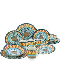 Kombiservice Creatable "Soleil", bunt (mehrfarbig), 16 Stk., Steingut, Geschirr-Sets, Kombiservice, Sonnenmotiv