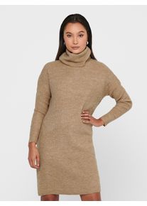 Strickkleid Only "ONLJANA L/S COWLNCK DRESS", Damen, Gr. XS, N-Gr, beige (colorot indian tan), Rippstrick, Obermaterial: 62% Polyacryl, 15% Nylon, 13% Polyester, 7% Wolle, 3% Elasthan, unifarben, ca. Mitte Oberschenkel, Kleider Strickkleid