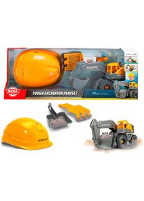 Spielzeug-Baumaschine DICKIE TOYS "Volvo Tough Excavator Playset", gelb (gelb, grau), Spielzeugfahrzeuge, KinderT:26cm, Spielzeug-Baumaschine, T:26cm