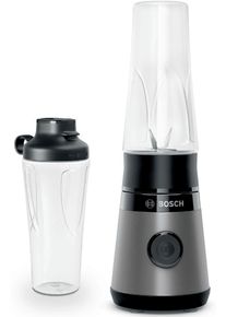 Bosch Standmixer "VitaPower Serie 2 MMB2111S, Mini-Mixer, 0,6l ToGo, 40.000 U/Min, grau", silber (silberfarben, schwarz), B:12,2cm H:36,7cm T:12,6cm, Zerkleinerer, ToGo Flasche aus Tritan, Trinkdeckel, 4 Klingen, Made in Europe, Standmixer
