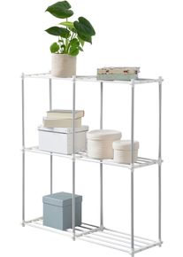 Ablageregal Ruco "Quattro", silber, wei&szlig;, B:86cm H:90cm T:27cm, Aluminium, Kunststoff, Regale, Ablageregal, Aufbewahrungsregal, leicht montierbar, Made in Germany