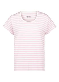 Kurzarmshirt Cartoon "Basic Shirt mit Rundhalsausschnitt", Damen, Gr. 42, bunt (cream, ros&eacute;), Obermaterial: 96% Viskose CV. 4% Elasthan EL., Shirts Kurzarmshirt