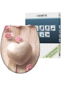 Sch&uuml;tte WC-Sitz SCH&Uuml;TTE "Romantik", rosa (wei&szlig;, rosa), B:375cm L:450cm, Duroplast, WC-Sitze, WC-Sitz, Duroplast, mit Absenkautomatik und Schnellverschluss