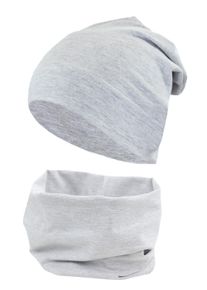 Beanie TUPTAM "M&uuml;tze Jungen Beanie M&uuml;tze und Schlauchschal 2er Set", Jungen, Gr. 50, grau (grau meliert), Obermaterial: 95% Baumwolle CO. 5% Elasthan EL., M&uuml;tzen Beanie