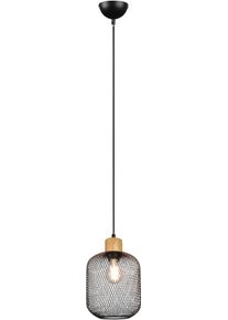 REALITY LEUCHTEN Pendelleuchte "CALIMERO", schwarz, 1, &Oslash; 18cm H: 150cm, 1 Stk., Leuchten, mit Holz-Deko, E27 Leuchtmittel frei w&auml;hlbar, &Atilde;&tilde; 18cm, Abh&auml;ngung 150cm, Pendelleuchte