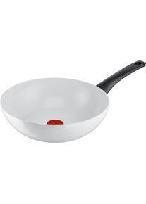 Wok Tefal "Ceramic Control Wokpfanne Induktion 28 cm", wei&szlig;, B:28,6cm H:8cm L:46,9cm &Oslash;:28cm, Pfannen, Wok, Keramikversiegelung, Thermo-Signal, alle Herdarten, C41719