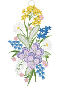 Fensterbild "Fensterbild "Blumenstrau&szlig;" farbig", bunt, B:16cm H:30cm, Polyester, W. REUTER & SOHN - PLAUENER SPITZE, Fensterbilder, Fensterbild
