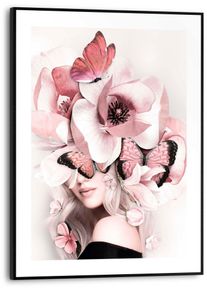 Poster Reinders "Schmetterlingsdame", rosa (farbe bild(er): rosa), B:30cm H:40cm T:1,6cm, MDF, Bilder, Poster