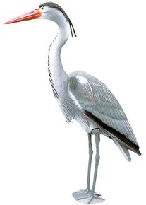 Teichfigur Ubbink "Reiher", grau (grau, wei&szlig;), B:55cm H:87cm T:18cm, Kunststoff, Teichdeko, Teichfigur