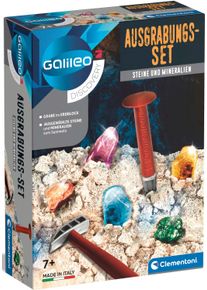 Experimentierkasten Clementoni "Galileo, Ausgrabungs-Set Steine und Mineralien", bunt (wei&szlig;, neutral), Experimentierk&auml;sten, Kinder, Experimentierkasten, Made in Europe