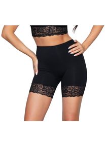 Leggings ALKATO "Slips Damen Longpants mit Spitze und Bein", Damen, Gr. XXL, N-Gr, schwarz, Obermaterial: 92% Baumwolle CO. 8% Elasthan EL., Hosen Leggings