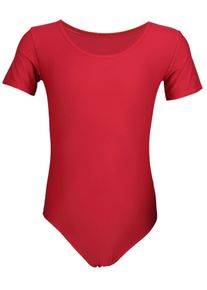 Turnanzug AQUARTI "Body M&auml;dchen Kurzarm Ballettanzug Einfarbig", M&auml;dchen, Gr. 140, rot, Obermaterial: 96% Baumwolle CO. 4% Elasthan EL., Sportanz&uuml;ge Turnanzug