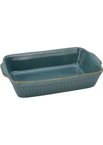 Auflaufform Creatable "Classic Vintage", blau (petrol), B:20cm L:34cm, Steinzeug, Auflaufformen, Auflaufform, mit markantem Streifendekor, 20 x 34 cm